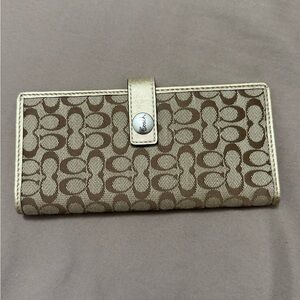 Coach Signature Brown and Gold Wallet
